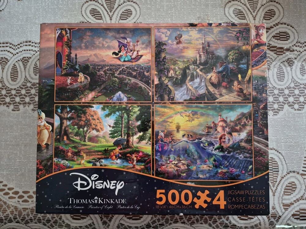 Disney Thomas Kinkade 4 x 500 Piece Art Jigsaw Puzzle Multicolor Cardboard
